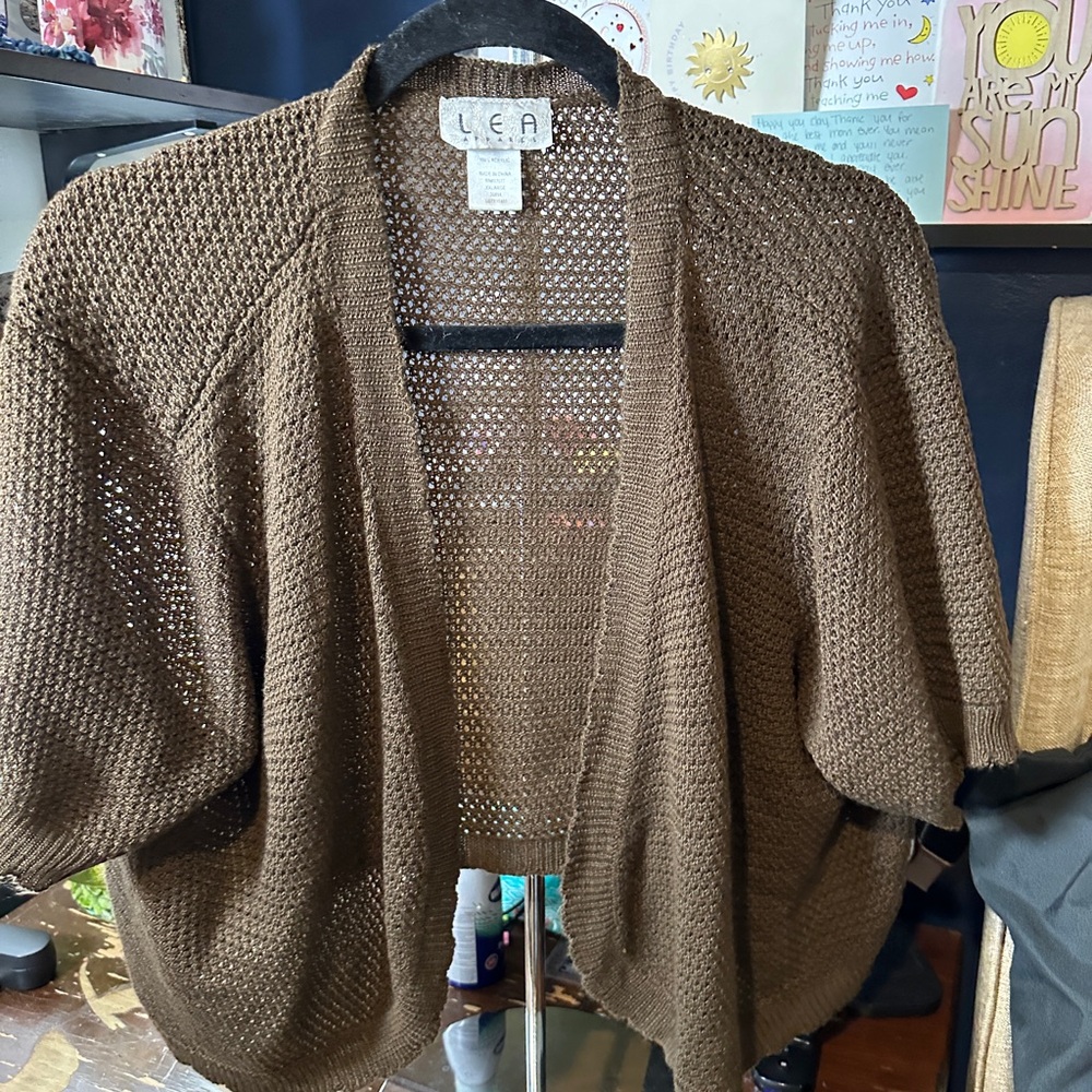Vintage(90s-Y2K) brown mesh LEA apparel shawl